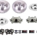 Powerstop KCOE7912A Front and Rear Brake Disc and Caliper Kit, Plain Surface 5 Lugs 315 mm Natural Caliper, Ceramic, Z17 OE Replacement