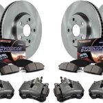 Powerstop 4-Wheel Set Power Stop&reg; KCOE7939 Front and Rear OE Stock Replacement Low-Dust Ceramic Brake Pad, Rotor and Caliper Kit