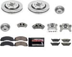 Powerstop KCOE8026 Front and Rear Brake Disc and Caliper Kit, Plain Surface 6 Lugs 336.1 mm Natural Caliper, Ceramic, Z17 OE Replacement
