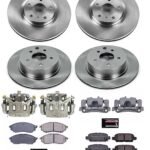 Powerstop KCOE8060A Front and Rear Brake Disc and Caliper Kit, Plain Surface 5 Lugs 308 mm Natural Caliper, Ceramic, Z17 OE Replacement