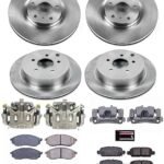 Powerstop KCOE8061A Front and Rear Brake Disc and Caliper Kit, Plain Surface 5 Lugs 308 mm Natural Caliper, Ceramic, Z17 OE Replacement