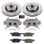 Powerstop KCOE8321 Front Brake Disc and Caliper Kit, Plain Surface 5 Lugs Natural Caliper, Ceramic, AWD, Z17 OE Replacement