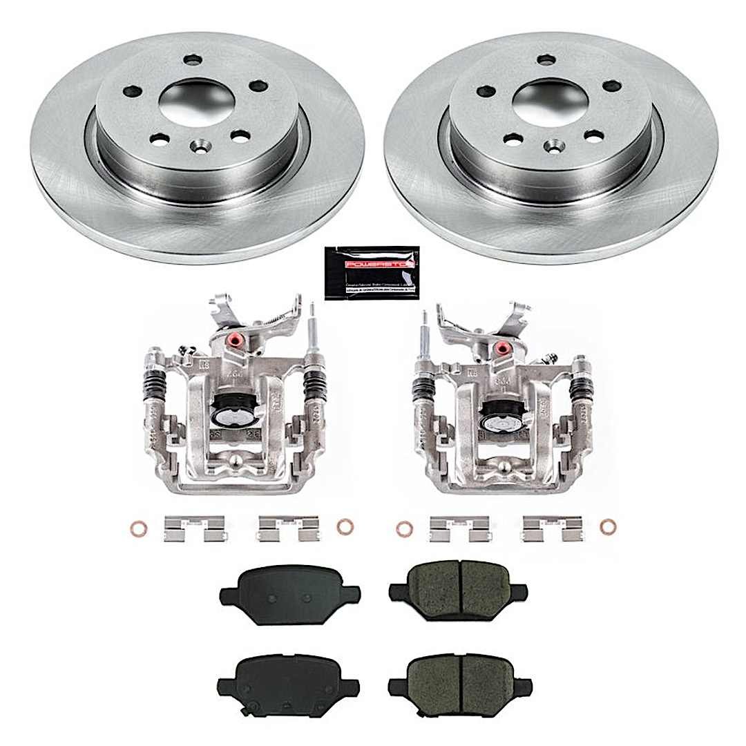 p15kcoe8488_1.jpg Powerstop KCOE8488 Rear Brake Disc and Caliper Kit, Plain Surface 5 Lugs 268 mm Natural Caliper, Ceramic, Z17 OE Replacement - Image 1