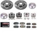 Powerstop KCOE8799 Front and Rear Brake Disc and Caliper Kit, Plain Surface 5 Lugs 288.2 mm Natural Caliper, Ceramic, Z17 OE Replacement