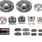 Powerstop KCOE8799 Front and Rear Brake Disc and Caliper Kit, Plain Surface 5 Lugs 288.2 mm Natural Caliper, Ceramic, Z17 OE Replacement