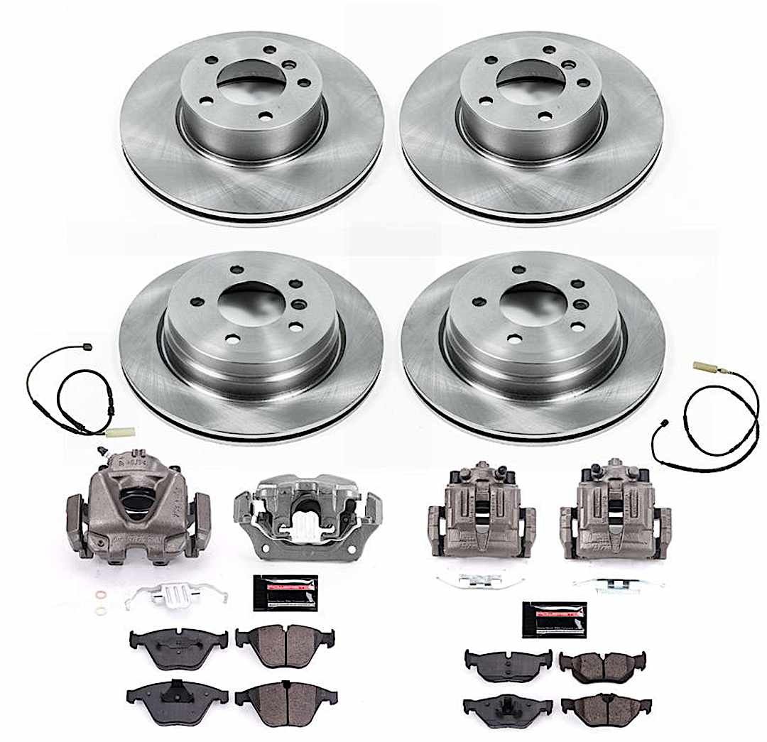 p15kcoe8842a_1.jpg Powerstop KCOE8842A Front and Rear Brake Disc and Caliper Kit, Plain Surface 5 Lugs 299.8 mm Natural Caliper, Ceramic, Z17 OE Replacement - Image 1