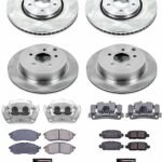 Powerstop KCOE8878 Front and Rear Brake Disc and Caliper Kit, Plain Surface 5 Lugs 308 mm Natural Caliper, Ceramic, Z17 OE Replacement