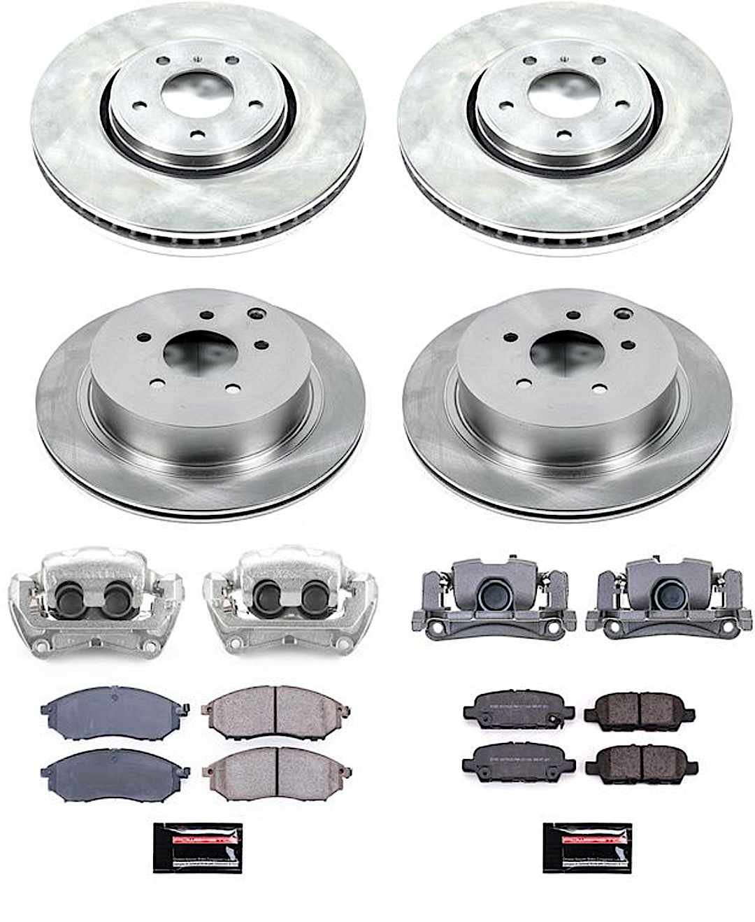 p15kcoe8878_1.jpg Powerstop KCOE8878 Front and Rear Brake Disc and Caliper Kit, Plain Surface 5 Lugs 308 mm Natural Caliper, Ceramic, Z17 OE Replacement - Image 1