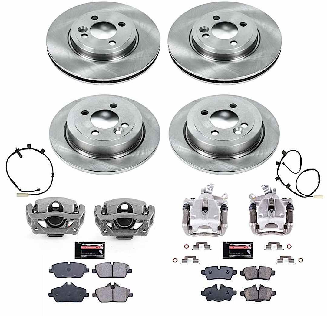 p15kcoe8914_1.jpg Powerstop KCOE8914 Front and Rear Brake Disc and Caliper Kit, Plain Surface 4 Lugs 258.8 mm Natural Caliper, Ceramic, Z17 OE Replacement - Image 1