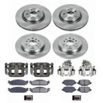 Powerstop KCOE8970 Front and Rear Brake Disc and Caliper Kit, Plain Surface 5 Lugs 325 mm Natural Caliper, Ceramic, Z17 OE Replacement