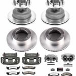 Powerstop MDCK4233 Front and Rear Brake Disc and Caliper Kit, Plain Surface 8 Lugs Natural Caliper, Carbon Fiber Ceramic, Z36 Extreme Truck And Tow
