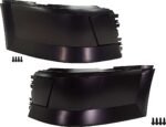 Replacement Front, Driver and Passenger Side Bumper End, Painted Black Plastic
