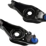 Mevotech SET-MEMS25104 Front, Driver and Passenger Side, Lower Control Arms, Rear Wheel Drive, Greaseable, includes Castle Nut, Cotter Pin, and Grease Fitting