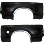 Replacement Rear, Driver and Passenger Side Truck Bedside Panels, Primed, Outer Panel, with Tail Light Provision, with Gas Door Hole on Driver Side, 7 Ft. Bed (Short Bed), For Models With Single Rear Wheels