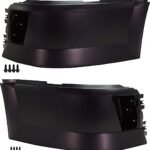 Replacement Front, Driver and Passenger Side Bumper End, Painted Black Plastic