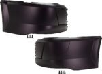 Replacement Front, Driver and Passenger Side Bumper End, Painted Black Plastic