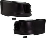 Replacement Front, Driver and Passenger Side Bumper End, Painted Black Plastic