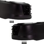 Replacement Front, Driver and Passenger Side Bumper End, Painted Black Plastic